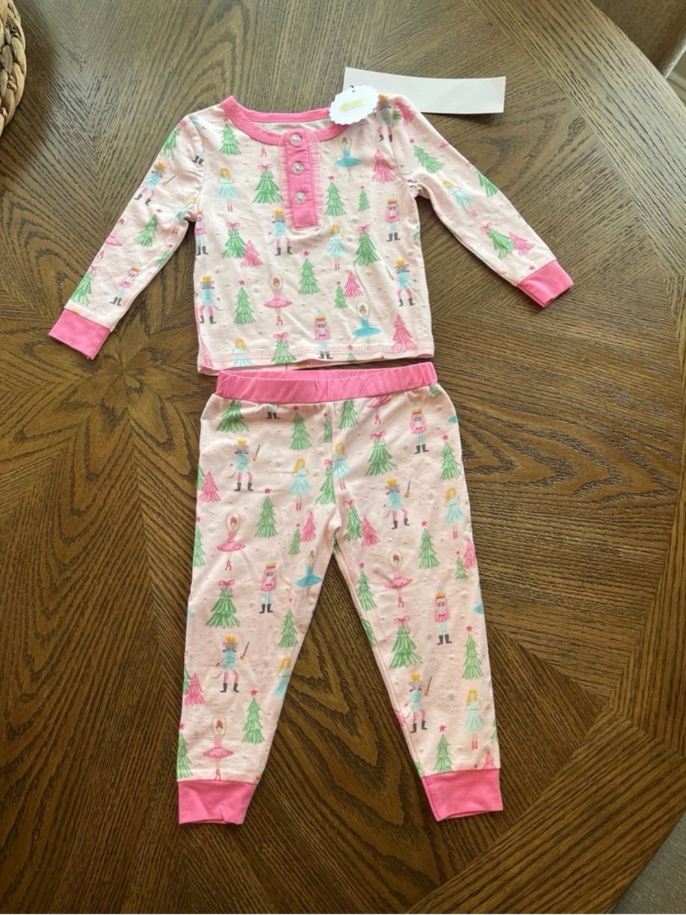 Girls Pink Nutcracker & Tree Pajama Set
